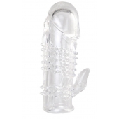 Прозрачная гелевая насадка с шипами и клиторальным отростком - 13 см. - Toyfa Basic - во Владивостоке купить с доставкой