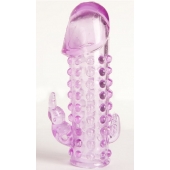 Закрытая фиолетовая насадка с 2 отростками - 13 см. - Toyfa Basic - во Владивостоке купить с доставкой