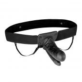 Полый страпон с двумя отростками и вибрацией Unisex Vibrating Hollow Strap-On Double Penetrating Dildo - 17,8 см. - Lux Fetish - купить с доставкой во Владивостоке