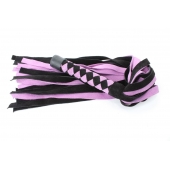 Черно-розовая плеть из замши - 58 см. - БДСМ Арсенал - купить с доставкой во Владивостоке