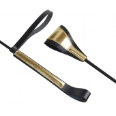 Черно-золотистый стек с хлопушкой из кожи - 62 см. - Sitabella - купить с доставкой во Владивостоке