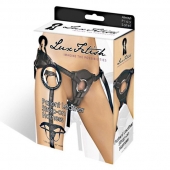 Черные трусики для страпона из патентованной кожи - Lux Fetish - купить с доставкой во Владивостоке