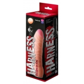 Телесная изогнутая насадка на Harness с коннектором BLACK LINE - 17 см. - LOVETOY (А-Полимер) - купить с доставкой во Владивостоке