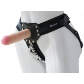 Черный пояс-трусики с насадкой  Гламур Dana  - 15,5 см. - LOVETOY (А-Полимер) - купить с доставкой во Владивостоке