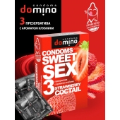 Презервативы для орального секса DOMINO Sweet Sex с ароматом клубничного коктейля  - 3 шт. - Domino - купить с доставкой во Владивостоке