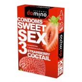 Презервативы для орального секса DOMINO Sweet Sex с ароматом клубничного коктейля  - 3 шт. - Domino - купить с доставкой во Владивостоке