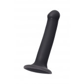 Черный фаллос на присоске Silicone Bendable Dildo M - 18 см. - Strap-on-me - купить с доставкой во Владивостоке