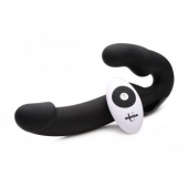 Черный безремневой страпон Urge Silicone Strap On с пультом ДУ - 24 см. - XR Brands - купить с доставкой во Владивостоке