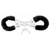 Меховые чёрные наручники Beginner s Furry Cuffs - Pipedream - купить с доставкой во Владивостоке