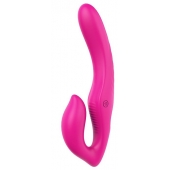 Ярко-розовый безремневой страпон REMOTE DOUBLE DIPPER - 22 см. - Dream Toys - купить с доставкой во Владивостоке
