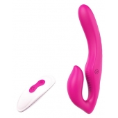 Ярко-розовый безремневой страпон REMOTE DOUBLE DIPPER - 22 см. - Dream Toys - купить с доставкой во Владивостоке