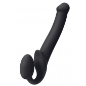 Черный безремневой страпон Silicone Bendable Strap-On M - Strap-on-me - купить с доставкой во Владивостоке
