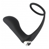 Черное эрекционное кольцо с анальной вибропробкой Vibrating Ring   Plug - Orion - во Владивостоке купить с доставкой