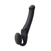 Черный безремневой вибрострапон Silicone Bendable Strap-On M - Strap-on-me - купить с доставкой во Владивостоке