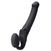 Черный безремневой вибрострапон Silicone Bendable Strap-On M - Strap-on-me - купить с доставкой во Владивостоке