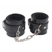 Черные оковы на ноги Obey Me Leather Ankle Cuffs - Chisa - купить с доставкой во Владивостоке