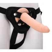 Телесный страпон на черных трусиках STRAP ON REAL DILDO - 20 см. - Dream Toys - купить с доставкой во Владивостоке