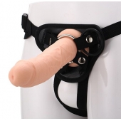 Черные трусики с телесной насадкой STRAP ON REAL DILDO - 21 см. - Dream Toys - купить с доставкой во Владивостоке