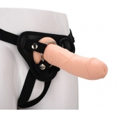 Черные трусики с телесной насадкой STRAP ON REAL DILDO - 21 см. - Dream Toys - купить с доставкой во Владивостоке