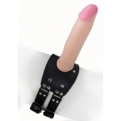 Черный узкий пояс на бедро с телесной насадкой - LOVETOY (А-Полимер) - купить с доставкой во Владивостоке