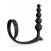 Черная анальная цепочка с эрекционным кольцом Ass-gasm Cockring Anal Beads - Pipedream - во Владивостоке купить с доставкой