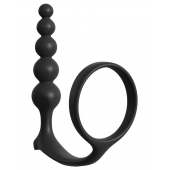 Черная анальная цепочка с эрекционным кольцом Ass-gasm Cockring Anal Beads - Pipedream - во Владивостоке купить с доставкой