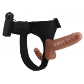 Страпон с вагинальной пробкой и вибрацией Ultra Passionate Harness - 16 см. - Baile - купить с доставкой во Владивостоке