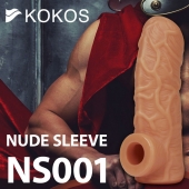 Телесная открытая насадка-реалистик с подхватом мошонки Nude Sleeve L - 14 см. - KOKOS - во Владивостоке купить с доставкой