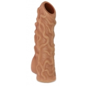 Телесная насадка с венками и открытой головкой Nude Sleeve L - 14 см. - KOKOS - во Владивостоке купить с доставкой