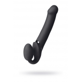 Черный безремневой вибрострапон Vibrating Bendable Strap-On L - Strap-on-me - купить с доставкой во Владивостоке