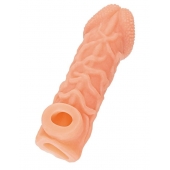 Телесная закрытая насадка с венками Cock Sleeve Size S - 13,8 см. - KOKOS - во Владивостоке купить с доставкой