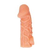 Телесная закрытая насадка с венками Cock Sleeve Size L - 17,6 см. - KOKOS - во Владивостоке купить с доставкой