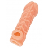 Телесная закрытая насадка с венками Cock Sleeve Size L - 17,6 см. - KOKOS - во Владивостоке купить с доставкой