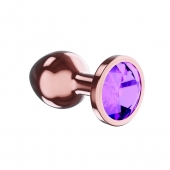 Пробка цвета розового золота с фиолетовым кристаллом Diamond Amethyst Shine S - 7,2 см. - Lola Games - купить с доставкой во Владивостоке