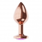 Пробка цвета розового золота с фиолетовым кристаллом Diamond Amethyst Shine S - 7,2 см. - Lola Games - купить с доставкой во Владивостоке