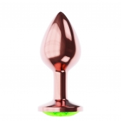 Пробка цвета розового золота с лаймовым кристаллом Diamond Emerald Shine S - 7,2 см. - Lola Games - купить с доставкой во Владивостоке