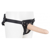 Пустотелый страпон Harness CLASSIC с бандажом - 19,5 см. - LOVETOY (А-Полимер) - купить с доставкой во Владивостоке