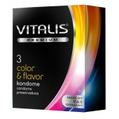 Цветные ароматизированные презервативы VITALIS PREMIUM color   flavor - 3 шт. - Vitalis - купить с доставкой во Владивостоке