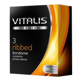 Ребристые презервативы VITALIS PREMIUM ribbed - 3 шт. - Vitalis - купить с доставкой во Владивостоке