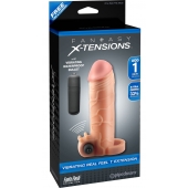 Телесная вибронасадка с кольцом  Vibrating Real Feel 1 Extension - 14 см. - Pipedream - во Владивостоке купить с доставкой