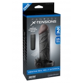 Чёрная вибронасадка с кольцом Vibrating Real Feel 2 Extension - 16 см. - Pipedream - во Владивостоке купить с доставкой