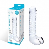 Прозрачный фаллоимитатор 8  Realistic Ribbed Glass Dildo - 20,3 см. - Glas