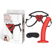 Красный поясной фаллоимитатор Red Heart Strap on Harness   5in Dildo Set - 12,25 см. - Lux Fetish - купить с доставкой во Владивостоке