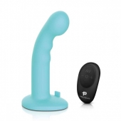 Голубая изогнутая насадка 6in Remote Control Ripple P-Spot G-Spot на черных трусиках - 16 см. - Pegasus - купить с доставкой во Владивостоке