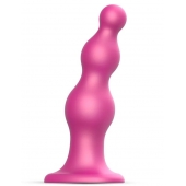 Розовая насадка Strap-On-Me Dildo Plug Beads size S - Strap-on-me - купить с доставкой во Владивостоке