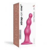 Розовая насадка Strap-On-Me Dildo Plug Beads size L - Strap-on-me - купить с доставкой во Владивостоке