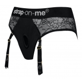 Черные трусики для насадок Diva Lingerie Harness - size L - Strap-on-me - купить с доставкой во Владивостоке