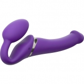 Фиолетовый безремневой вибрострапон Vibrating Bendable Strap-On - size L - Strap-on-me - купить с доставкой во Владивостоке