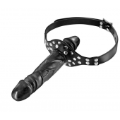 Черный кляп-фаллоимитатор Double Penis Gag - Fetish Tentation - купить с доставкой во Владивостоке