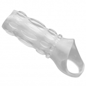 Насадка на пенис с кольцом для мошонки Clear Sensations Enhancer Sex Sleeve - 11,5 см. - XR Brands - во Владивостоке купить с доставкой